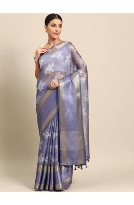 Designer violet silk saree 2