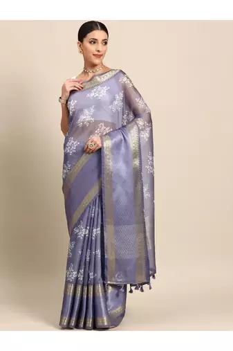 Designer violet silk saree