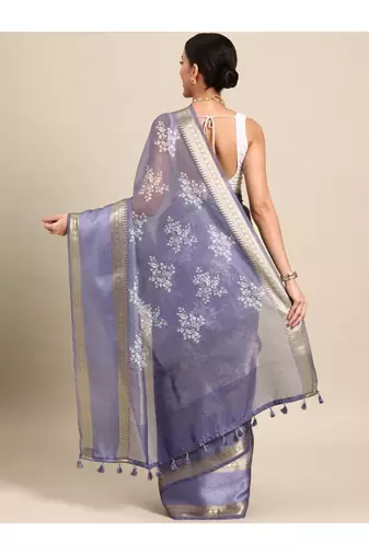 Designer violet silk saree
