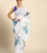 Designer white organza saree