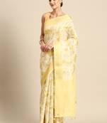 Designer yellow silk saree