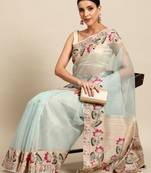 Designer blue silk saree