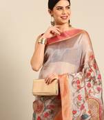 designer off-white silk saree