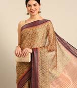 designer brown silk saree