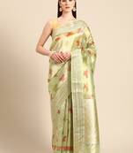 Designer green silk saree
