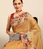 Designer yellow silk saree