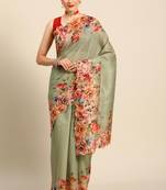 Designer green silk saree