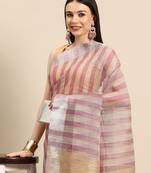 Designer pink cotton saree