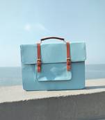 Sky blue and tan verde lakshya laptop bag bag