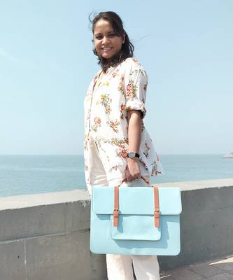 Sky blue and tan verde lakshya laptop bag bag 2
