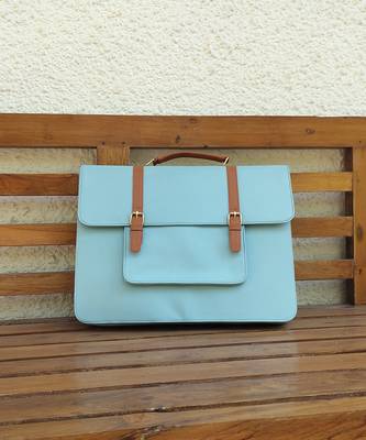 Sky blue and tan verde lakshya laptop bag bag 5