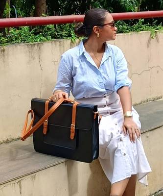 Black and tan verde krsna laptop bag 3