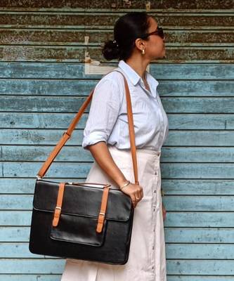 Black and tan verde krsna laptop bag 5