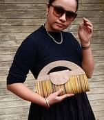 Yellow and cork verde atman cork handbag