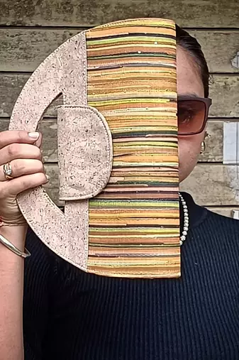 Yellow and cork verde atman cork handbag