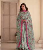 Multi Colour Chinnon Silk Wedding Wear Fully Stitched Anarkaly gown Set