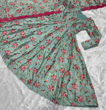 Multi Colour Chinnon Silk Wedding Wear Fully Stitched Anarkaly gown Set 5