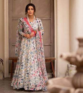 Multi Colour Chinnon Silk Wedding Wear Fully Stitched Anarkaly gown Set 1