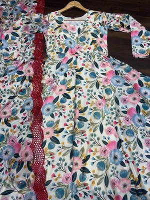 Multi Colour Chinnon Silk Wedding Wear Fully Stitched Anarkaly gown Set 5