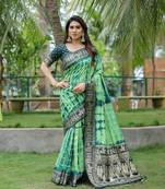 Original Sibori Work With Soft Dola Silk Saree, Blouse-Not As Per Image