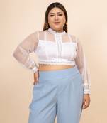 Zhalak white organza crop top