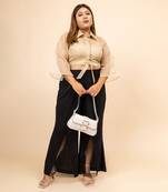 Inayat beige waist knot crop top