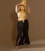 Adaa black embroidered tummy tuck pants