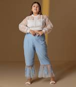 Falak sky blue bell bottom high waist pants