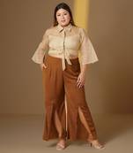 Zora brown embroidered high waist pants