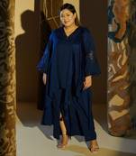 Azra navy blue embroidered co-ord set