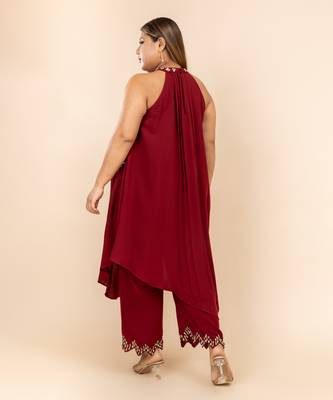 Husna maroon halter neck co-ord set 5