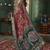 Maroon Woven designer with ikkat printed tussar silk saree with blouse piece