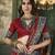 Maroon Woven designer with ikkat printed tussar silk saree with blouse piece