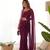 Wine solid, embroidery work blouse georgette saree with blouse piece