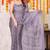 Dusty purple chiffon block print printed saree with unstitched blouse piece