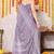 Dusty purple chiffon block print printed saree with unstitched blouse piece
