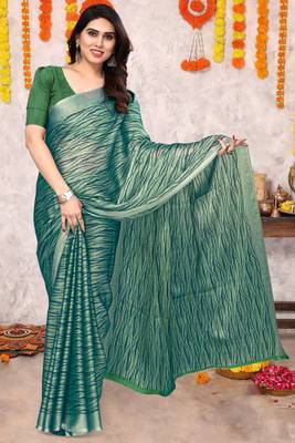 Light dusty green chiffon abstract print printed saree with unstitched blouse piece 1