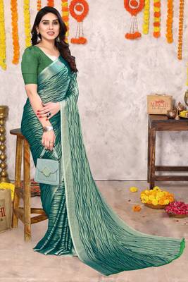 Light dusty green chiffon abstract print printed saree with unstitched blouse piece 2
