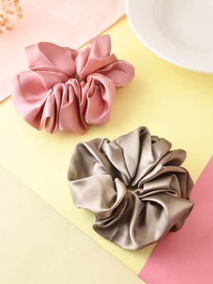 Set of 2 satin hair scrunchies 1