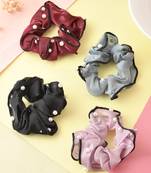 Set of 4 pearl hair scrunchies
