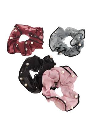 Set of 4 pearl hair scrunchies 2