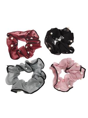 Set of 4 pearl hair scrunchies 3