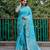 Blue wevon pallu border designer,digital printed dola silk saree with blouse piece