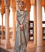 Pink  weaving designer,h p printed foil  viscose silk saree with blouse piece