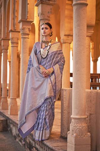 Blue  weaving designer,h p printed foil  viscose silk saree with blouse piece