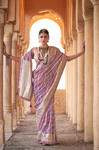 Purple  weaving designer,h p printed foil  viscose silk saree with blouse piece