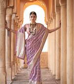 Purple  weaving designer,h p printed foil  viscose silk saree with blouse piece