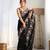 Black multy thread,sequance embroidery work georgette saree with blouse piece