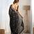 Black multy thread,sequance embroidery work georgette saree with blouse piece