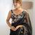 Black multy thread,sequance embroidery work georgette saree with blouse piece